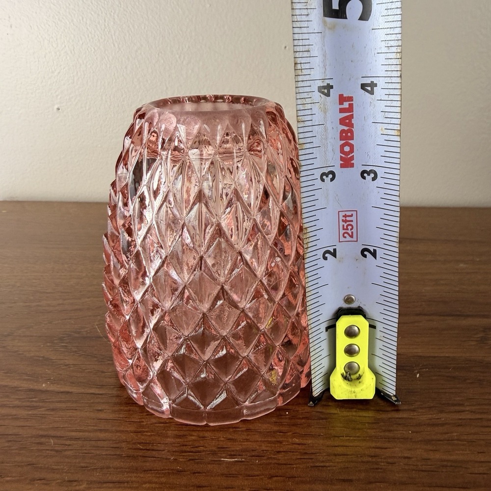 Vintage Pink Diamond Pineapple Fairy Lamp Shade Top Brooke Crescent Style Glass - Picture 8 of 11